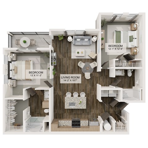 B2 Floor Plan at The Liliana Apartment Homes, Georgia